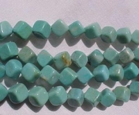 Sea Green Turquoise Diagonal Drill Cubes, 6mm