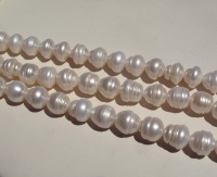 Wild White Large Hole Pearls, 11-12mm potato