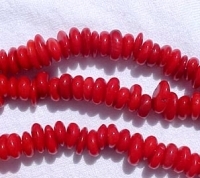 Red Coral Smooth Chips, 7-8mm, 34"
