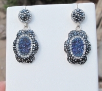 Druzy Blue Aurora Earrings, Sterling