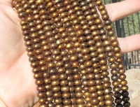 Shaded Bronze Button Pearls, 6.5-7mm