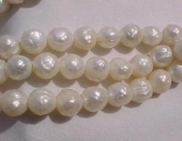Faceted White Pearls, 8.5-9mm potato