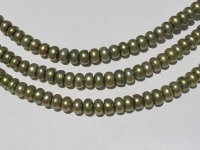 Metallic Green Button Pearls, 8-8.5mm