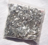 Silvertone Tiwst Bugle Beads, 1.5x5mm, 28 grams