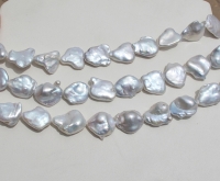 Silver White Keshi Flat Nuggets, 14-16mm