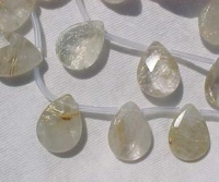 Rutilated Quartz Briolettes, 15x20mm, 10pcs