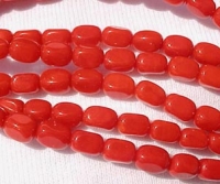 Red Coral Soft Rectangles, 6x4mm
