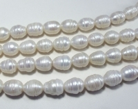 Wild White Large Hole Pearls, 11-12mm rice