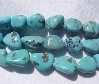 Tumbled Turquoise Nuggets, Dark Sky Blue, 18x12mm