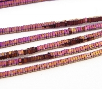 Copper Violet Titanium Hematite Squared Heshi, 2mm