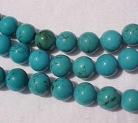 Round Magnesite Turquoise DK Blue, 10mm