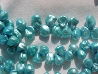 Brightest Turquoise Top Drill Keshi, 9-10mm