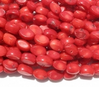 Red Coral Flat Ovals, 8x10mm