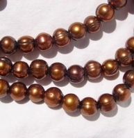 Dark Golden Bronze Large Hole Pearls, 10-11mm potato