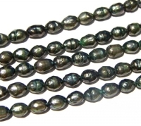 Green Spruce Faceted Pearls, 5.5-6mm rice