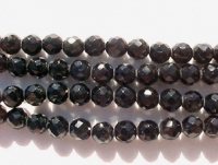 Black Onyx Faceted Rounds, 4mm