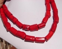 Red Coral Chunky Tubes, 10x18mm