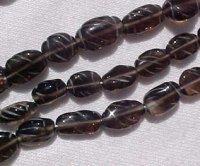 Carved Smoky Quartz Ovals, 8x6mm