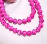 Hot Pink Speckled Glass Beads, 10mm