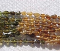 Amber & Green Tourmaline Faceted Peardrops, 3mm