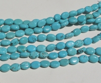 Sky Blue Turquoise Ovals, 6x8mm, 8" String