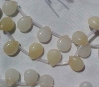 Creamy White Jade Polished Briolettes, 11x9mm