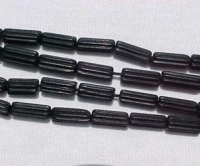 Black Onyx Ridged Tubes, 10x4mm