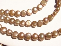 Taupe Champagne Large Hole Pearls, 9-10mm side drill