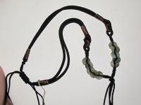 Silk Cord Necklace w/Jade Coin Accents, Black