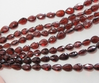 Red Garnet Faceted Longdrill Teardrops, 6x9mm