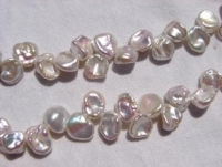 Satiny White Top Drill Keshi Pearls, A+, 7-9mm