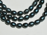 Soft Navy Large Hole Pearls, 10-11mm Rice