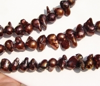 Goldwash Bronze Baroque Side Drill Pearls, 12-13mm