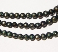 Green Spruce Faceted Pearls, 7-7.5mm potato