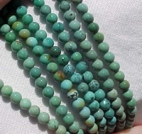 Round Turquoise, Green Blue, 3-3.5mm