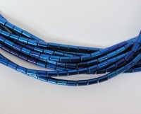 Indigo Blue Titanium Hematite Tubes, 3x5mm