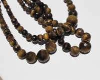 Graduated Golden Tigerseye Faceted Rounds, 6-14mm