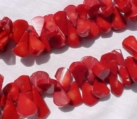Red Coral Top Drill Tabs, 14x10mm