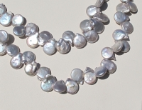 Top Drilled Bold Silver Coin Pearls, 12-13mm