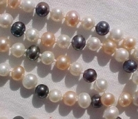 Multi White/Peach/Peacock 6.5-7mm Potato Pearl 45" Necklace