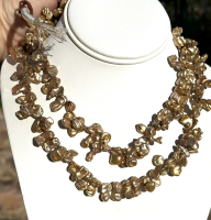 Burnished Gold Heavy Top Drill WILD Keshi Pearls, 8x16mm