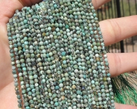 African Turquoise Laser Faceted Rounds, 3-4mm