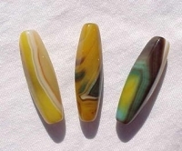 Gold & Green Agate Faceted Tubes, 40x12mm, each