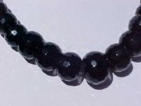 Black Quartz Faceted Rondels, 8-16mm Graduated