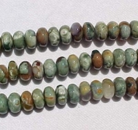 Green Rhyolite Rondels, 8mm