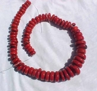 Red Coral Rustic Rondels, Graduated 10-24mm