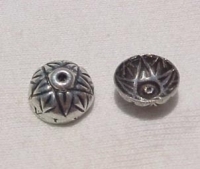 Aztec Carved Bead Caps, 9.9mm, Pair