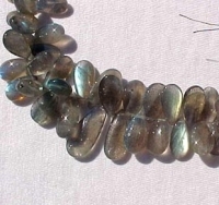 Labradorite Polished Long Briolettes, Graduated