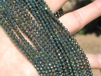 Mystic Green Hematite Faceted Rounds, 3mm