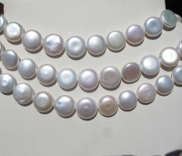 Smooth White Coin Pearls, 14-15mm